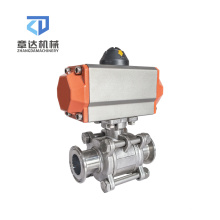 Sanitary ball valve 2 way 3 way Aluminum tri Clamp  pneumatic actuator stainless steel ball valve